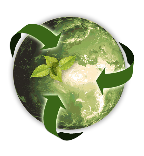 elmontNB zelena planeta so sipkami pre znazornenie moznosti opakovanej recyklacie PVC 